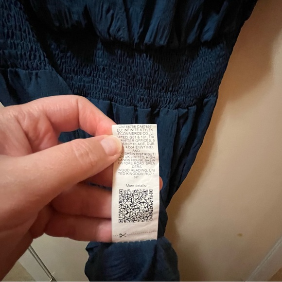 Blue Lightweight Short Sleeve Maxi Women's Dress with Botton on Vneck - Picture 11 of 11